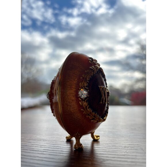 Vivian Alexander First Edition 2000 Enamel Egg  Burgundy Gold, Crystal Accent - Picture 5 of 9